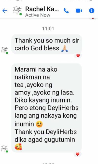 Customer message thanking DeyliHerbs