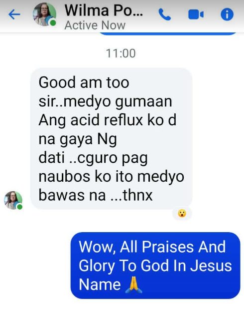 Customer message about feeling lighter