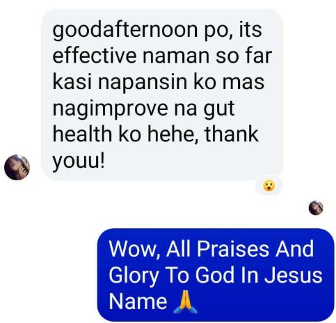 Customer message about improved gut health